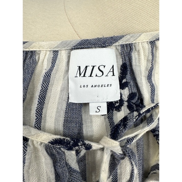 Misa Los Angeles Striped Floral Embroidery Long Sleeve Blouse - Picture 7 of 12